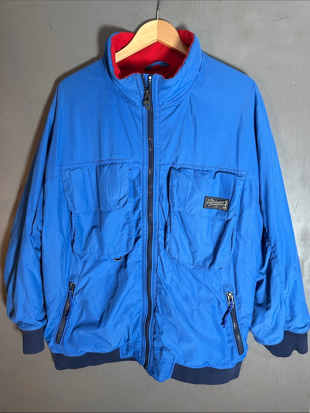 Polo by Ralph Lauren Blue Lightweight Zip Jacket with Red Inner Collar